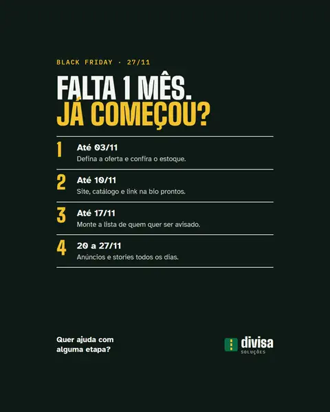 Post da Divisa sobre o planejamento da Black Friday